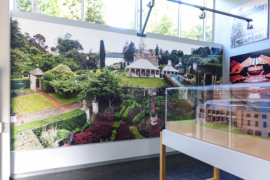 Gallery of photos and models of Sir Miles Warren's architectural works and aerial view of Ohinetahi