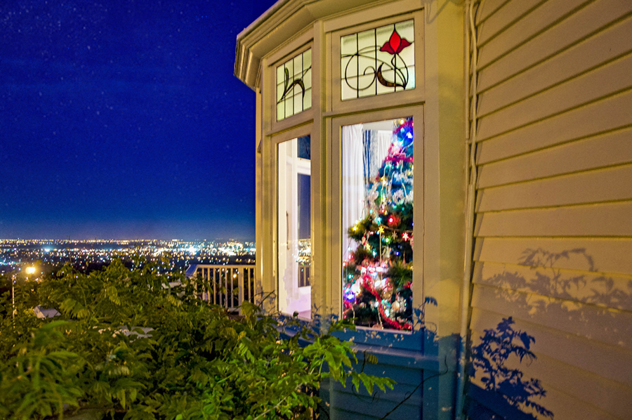 Balcony view at night Dyers House 