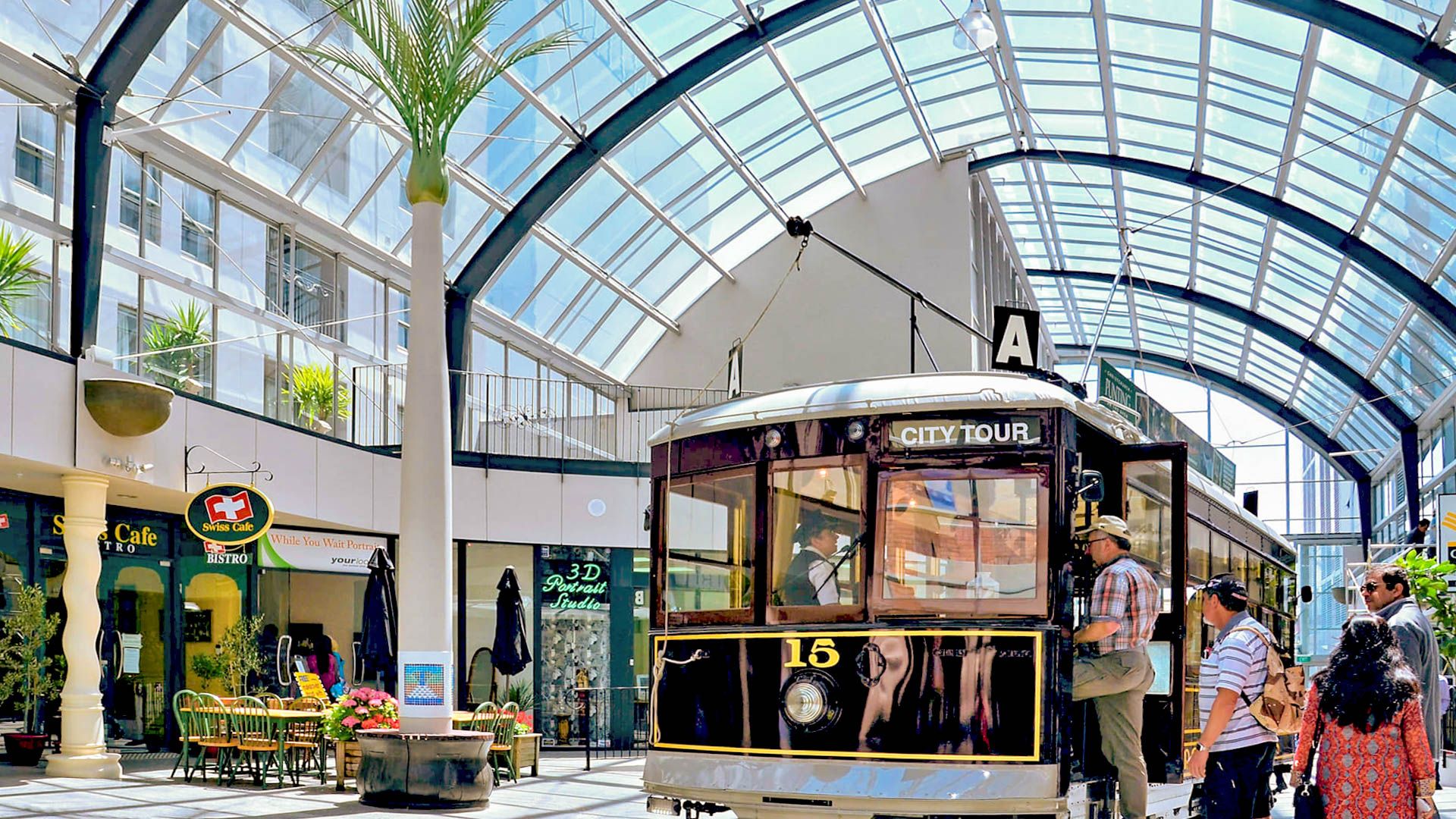 Touring Christchurch on one of its City Trams