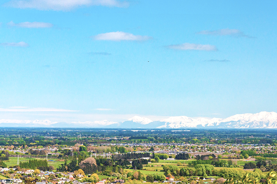 Looking west-south-west from our balcony across the Southern Alps